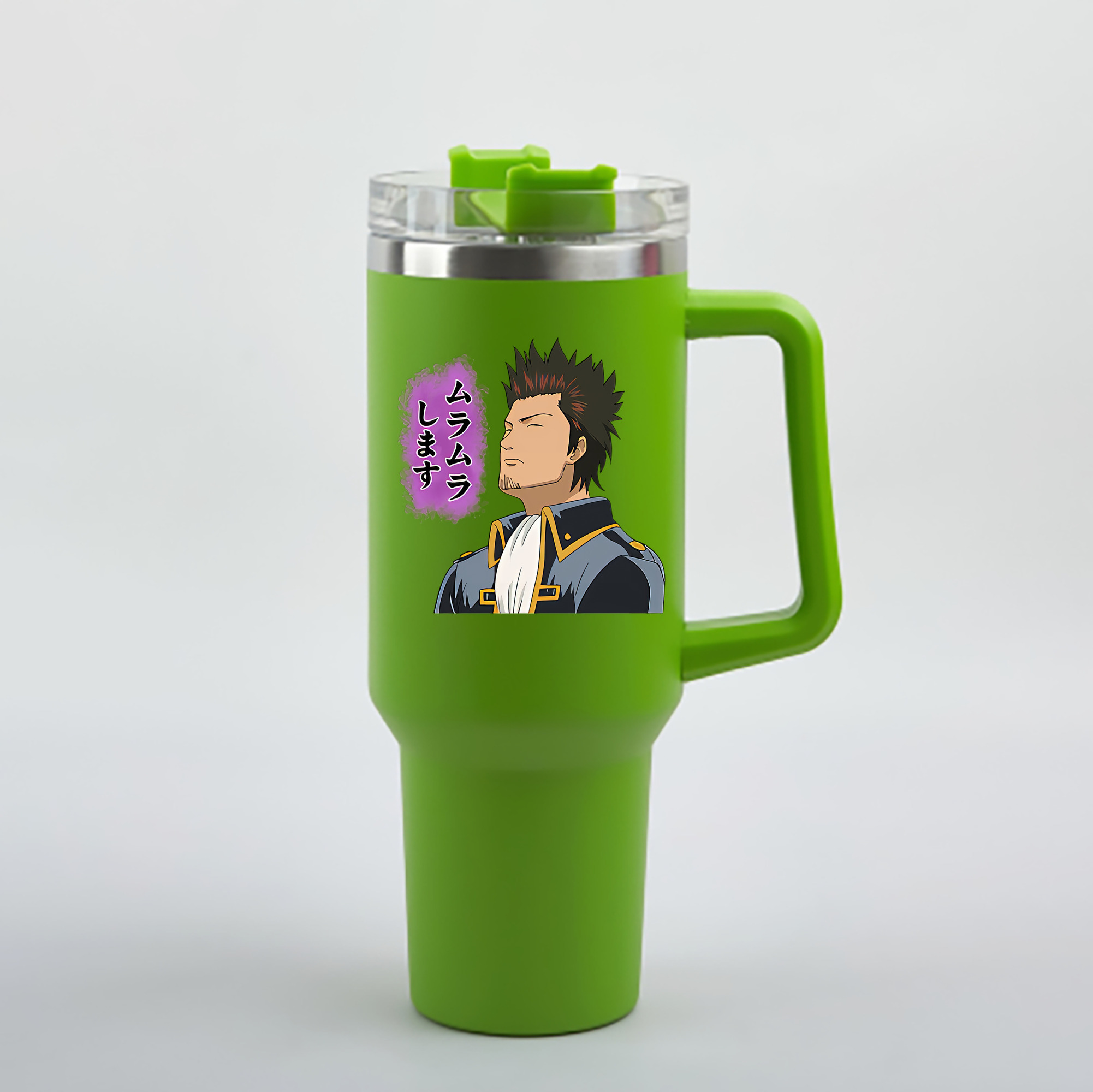 （画像用） ぎんたま 坂田銀時（さかたぎんとき） 神楽 志村新八（しむら しんぱち） GINTAMA Sakata Gintoki Kagura Shimura Shinpachi 1200mL車用タンブラー - クリスタルステッカー（プラスチックストロー付き）